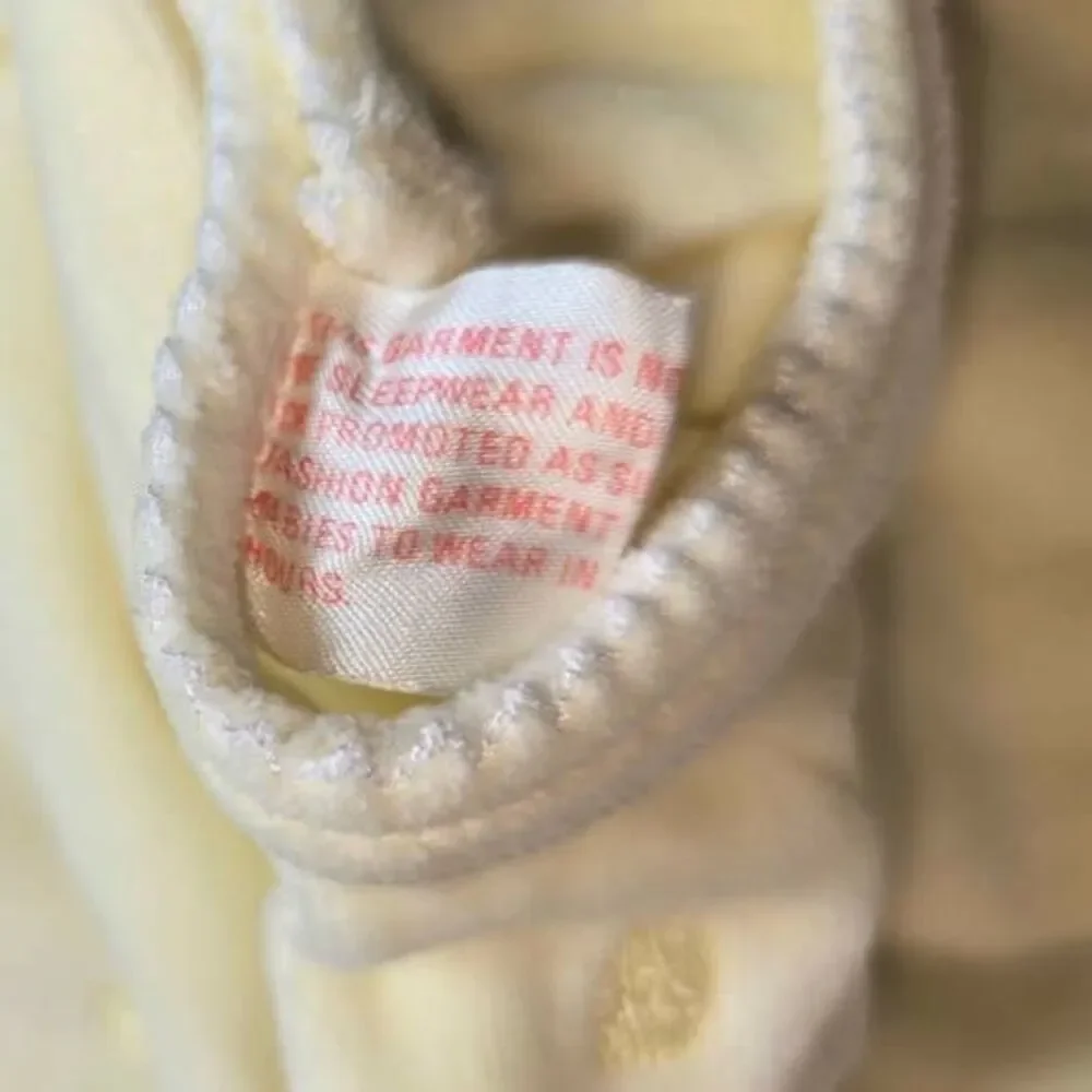 vintage baby sleep sack, gown Le Top brand Pastel yellow velour newborn animals